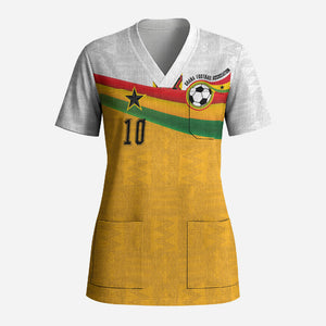 Custom Ghana Football Scrub Top Abstract Flag and Kente Pattern