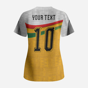 Custom Ghana Football Scrub Top Abstract Flag and Kente Pattern