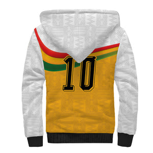 Custom Ghana Football Sherpa Hoodie Abstract Flag and Kente Pattern