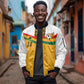 Custom Ghana Football Sleeve Zip Bomber Jacket Abstract Flag and Kente Pattern