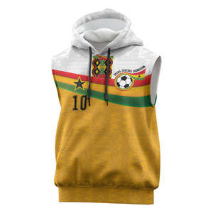 Custom Ghana Football Sleeveless Hoodie Abstract Flag and Kente Pattern