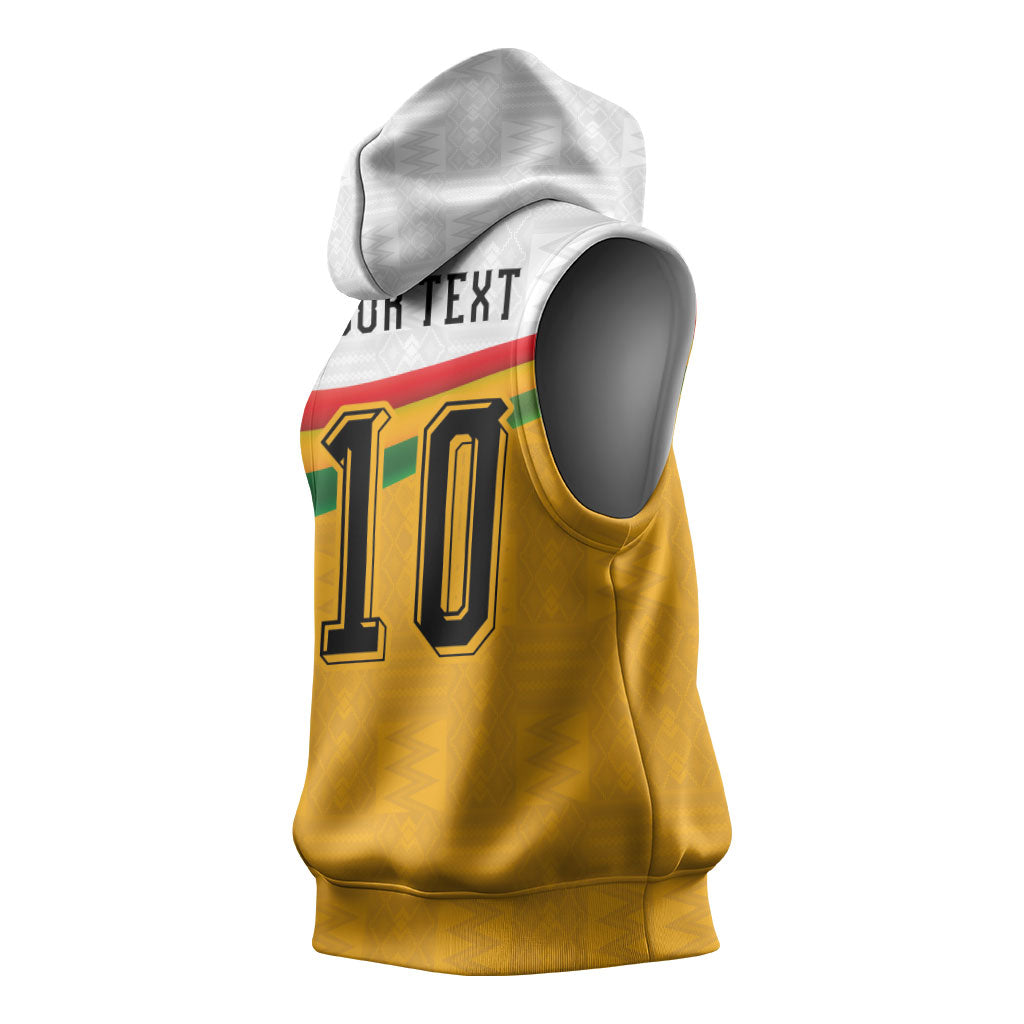 Custom Ghana Football Sleeveless Hoodie Abstract Flag and Kente Pattern