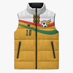 Custom Ghana Football Sleeveless Puffer Jacket Abstract Flag and Kente Pattern
