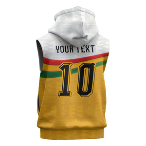 Custom Ghana Football Sleeveless Zip Hoodie Abstract Flag and Kente Pattern