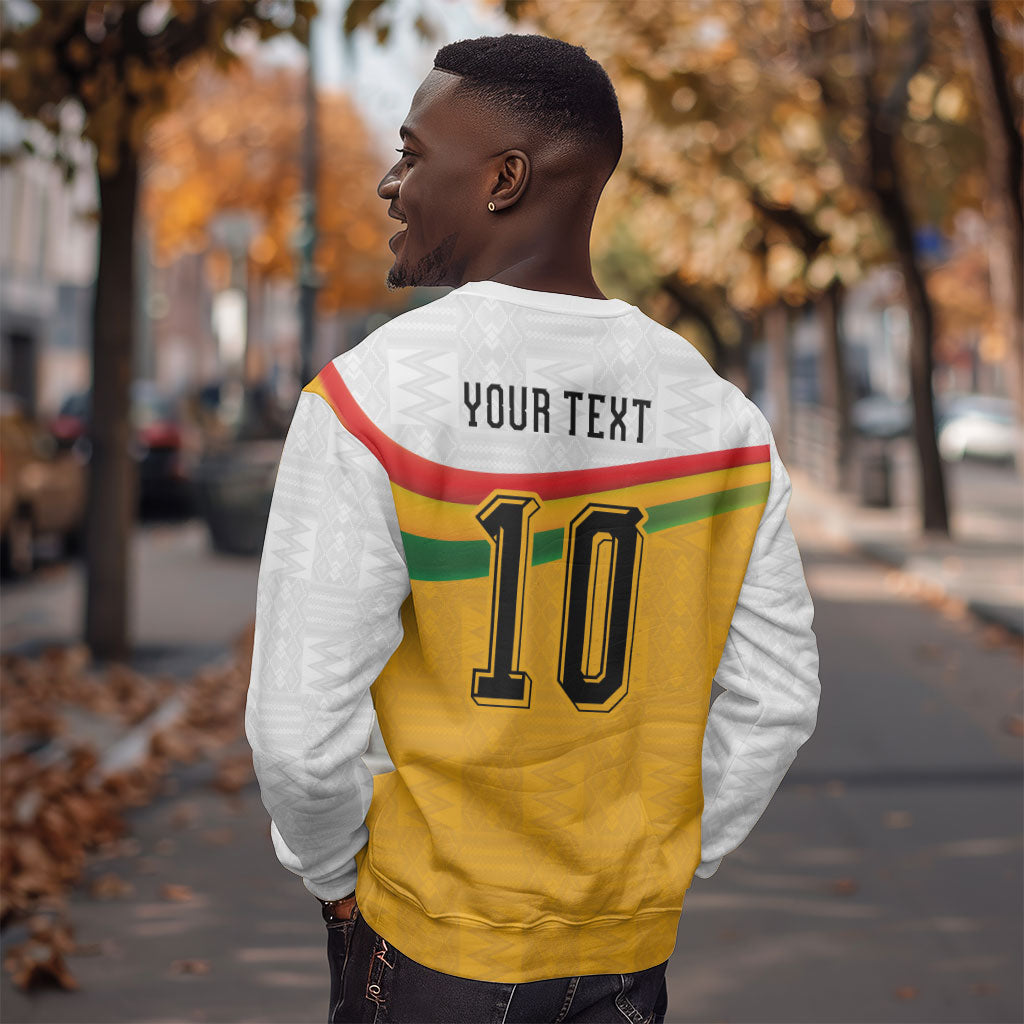 Custom Ghana Football Sweatshirt Abstract Flag and Kente Pattern