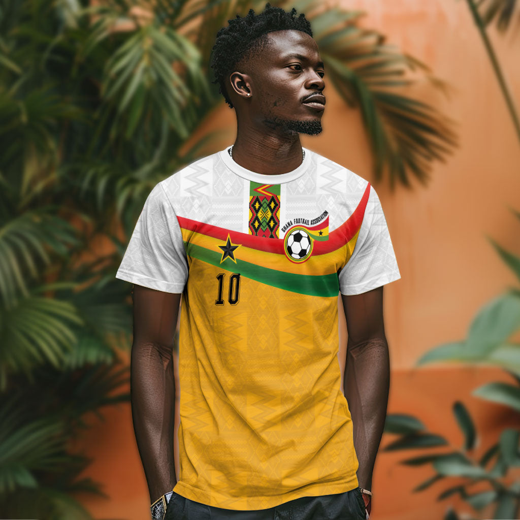 Custom Ghana Football T shirt Abstract Flag and Kente Pattern