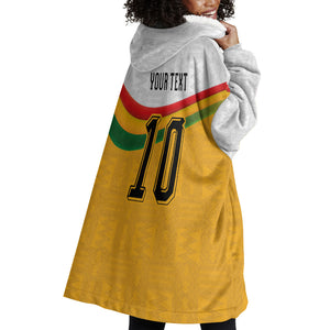 Custom Ghana Football Wearable Blanket Hoodie Abstract Flag and Kente Pattern