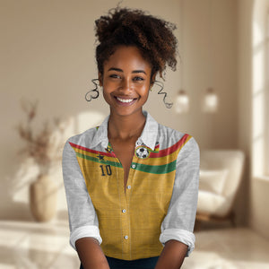 Custom Ghana Football Women Casual Shirt Abstract Flag and Kente Pattern
