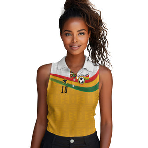 Custom Ghana Football Women Sleeveless Polo Shirt Abstract Flag and Kente Pattern