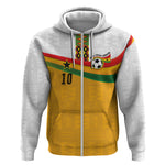 Custom Ghana Football Zip Hoodie Abstract Flag and Kente Pattern