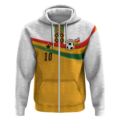 Custom Ghana Football Zip Hoodie Abstract Flag and Kente Pattern