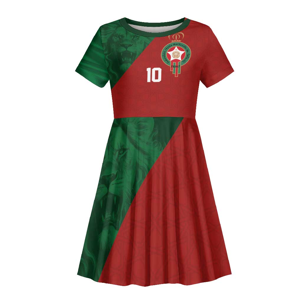 Custom Moroccan Football Kid Short Sleeve Dress Go Glory-The Atlas Lions LT03
