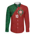 Custom Moroccan Football Long Sleeve Button Shirt Go Glory-The Atlas Lions - African Pride