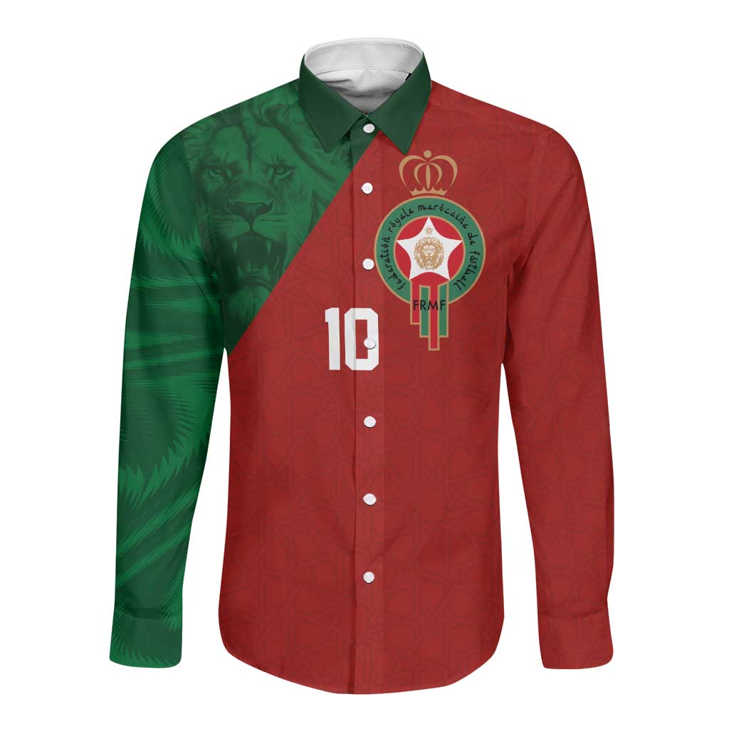 Custom Moroccan Football Long Sleeve Button Shirt Go Glory-The Atlas Lions - African Pride