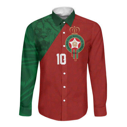 Custom Moroccan Football Long Sleeve Button Shirt Go Glory-The Atlas Lions - African Pride