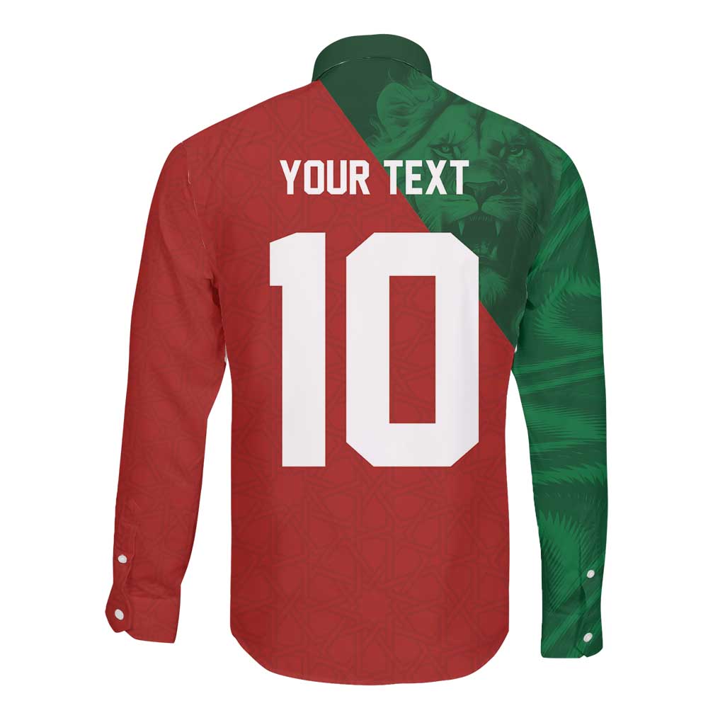 Custom Moroccan Football Long Sleeve Button Shirt Go Glory-The Atlas Lions - African Pride