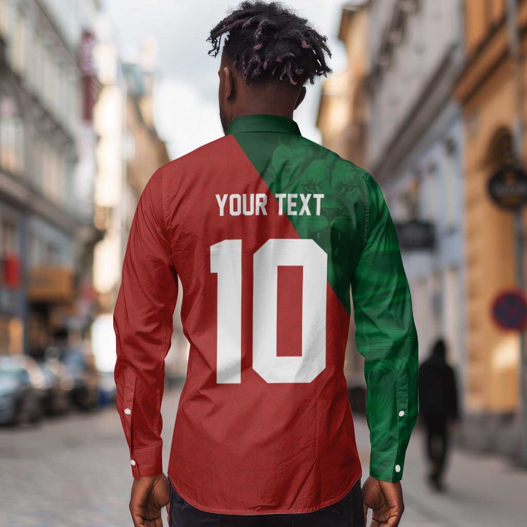 Custom Moroccan Football Long Sleeve Button Shirt Go Glory-The Atlas Lions - African Pride