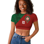 Custom Moroccan Football Raglan Cropped T shirt Go Glory-The Atlas Lions LT03