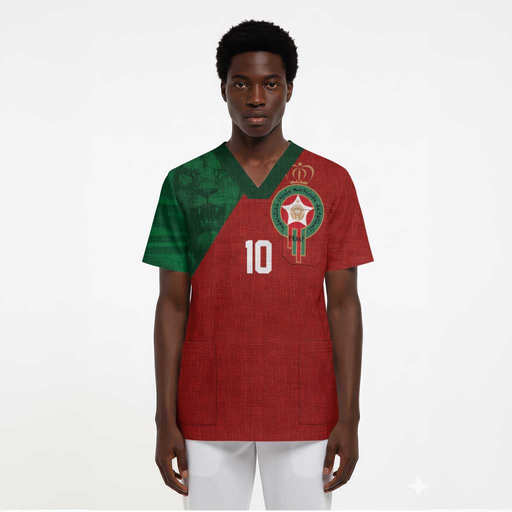 Custom Moroccan Football Scrub Top Go Glory-The Atlas Lions - African Pride