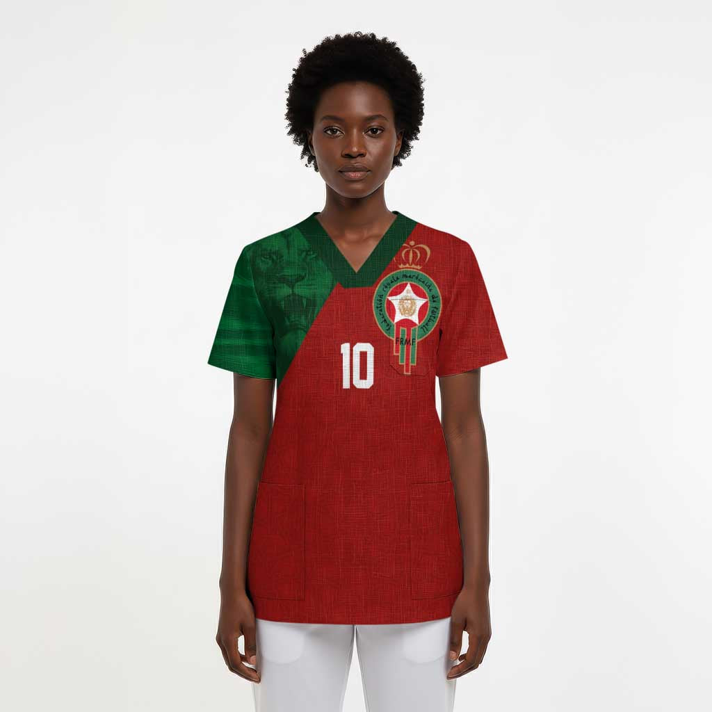 Custom Moroccan Football Scrub Top Go Glory-The Atlas Lions - African Pride