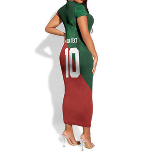 Custom Moroccan Football Short Sleeve Bodycon Dress Go Glory-The Atlas Lions LT03