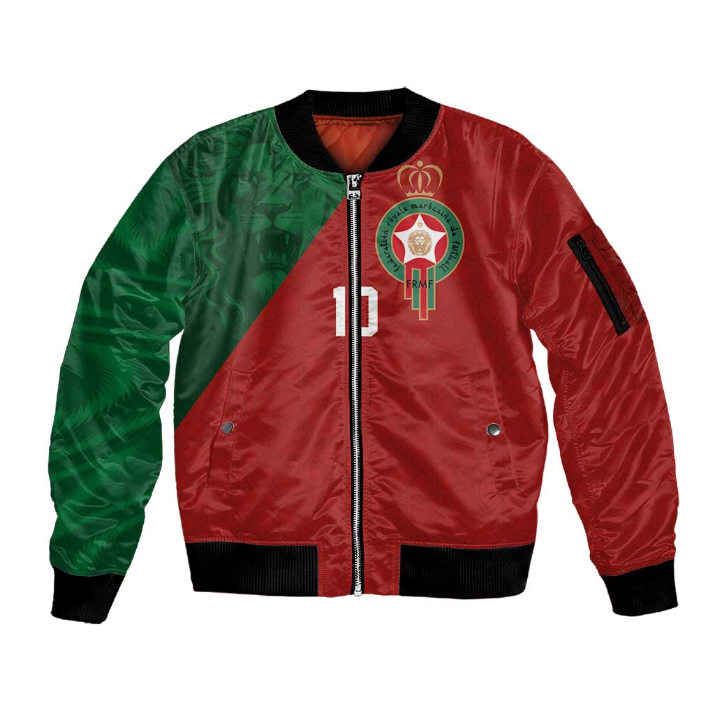 Custom Moroccan Football Sleeve Zip Bomber Jacket Go Glory-The Atlas Lions - African Pride