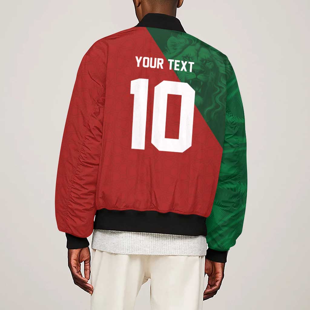 Custom Moroccan Football Sleeve Zip Bomber Jacket Go Glory-The Atlas Lions - African Pride
