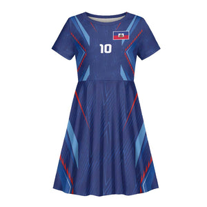 Custom Afro Haiti Football Kid Short Sleeve Dress Sporty Style LT03