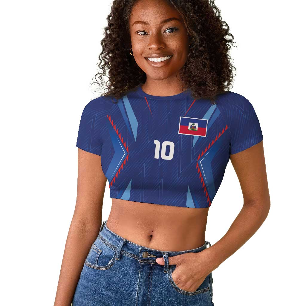Custom Afro Haiti Football Raglan Cropped T shirt Sporty Style LT03