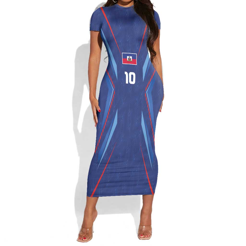 Custom Afro Haiti Football Short Sleeve Bodycon Dress Sporty Style LT03