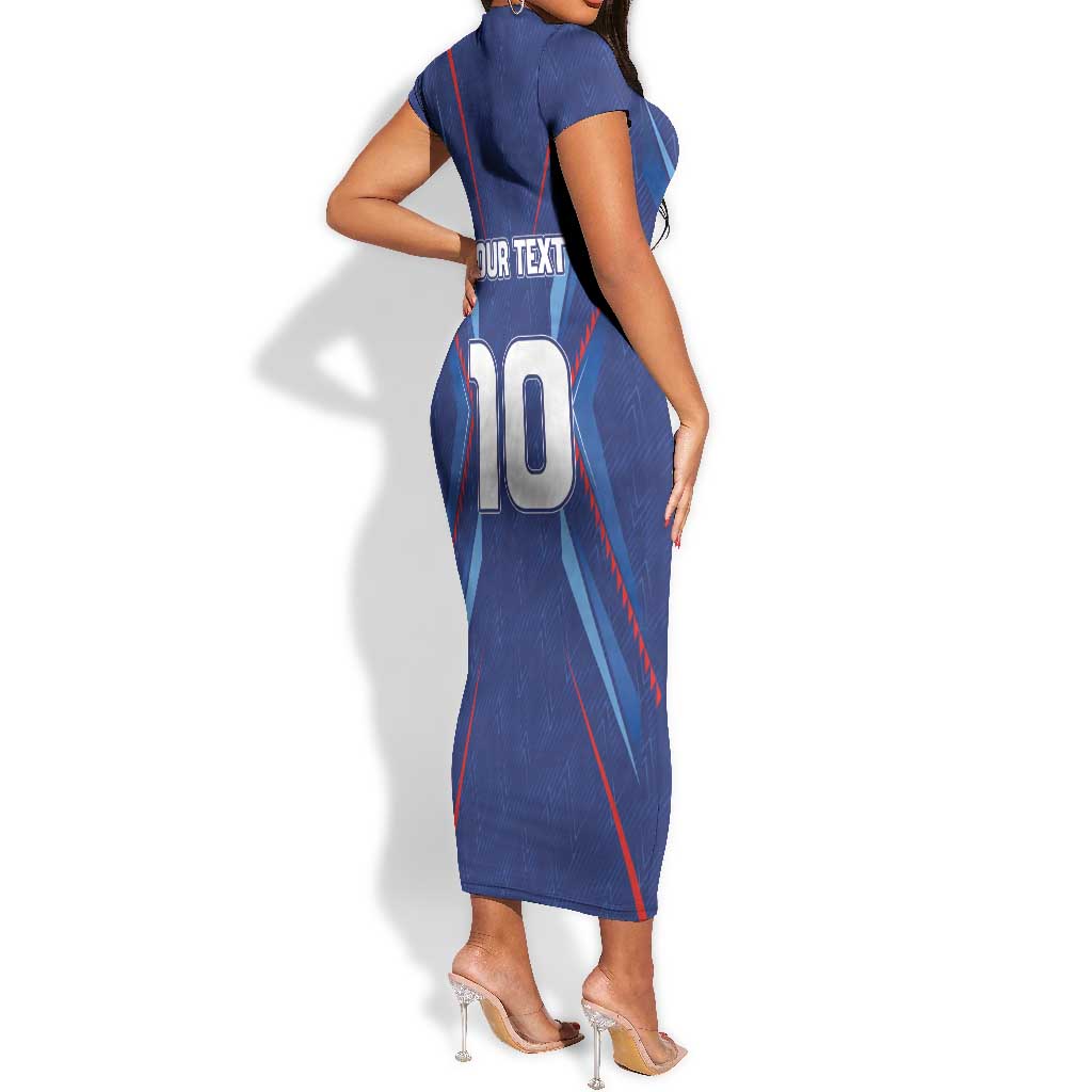 Custom Afro Haiti Football Short Sleeve Bodycon Dress Sporty Style LT03
