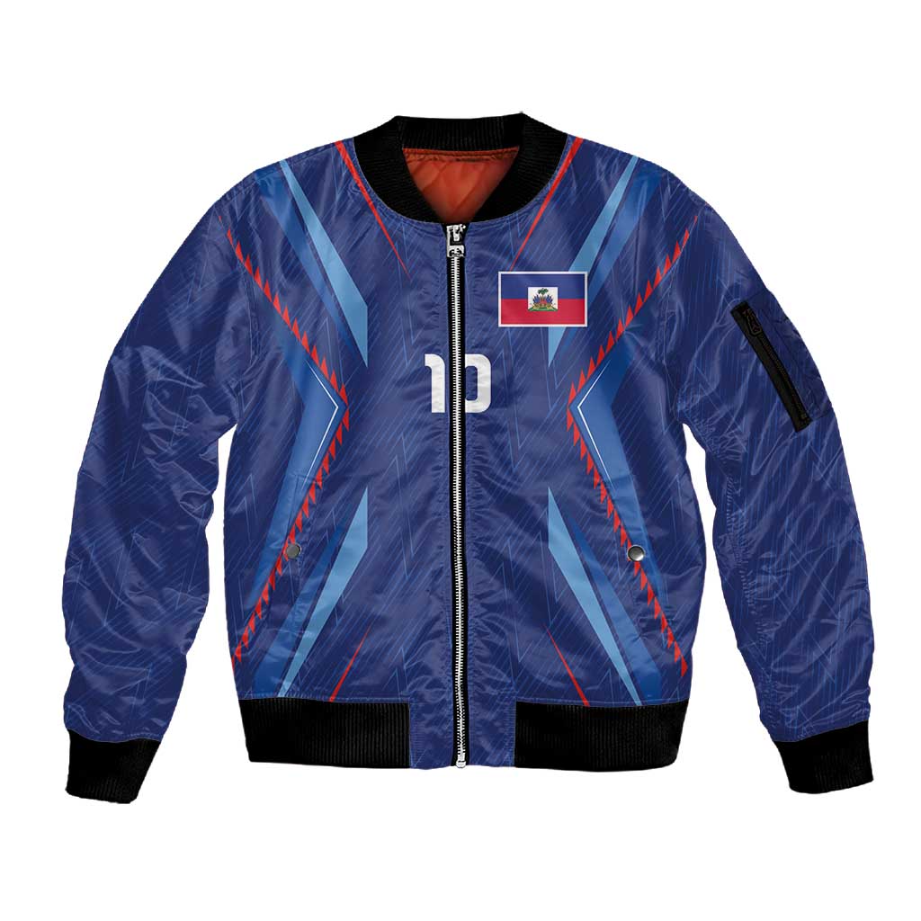 Custom Afro Haiti Football Sleeve Zip Bomber Jacket Sporty Style - African Pride