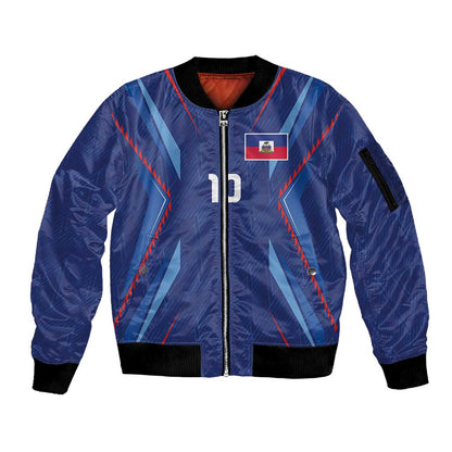 Custom Afro Haiti Football Sleeve Zip Bomber Jacket Sporty Style - African Pride