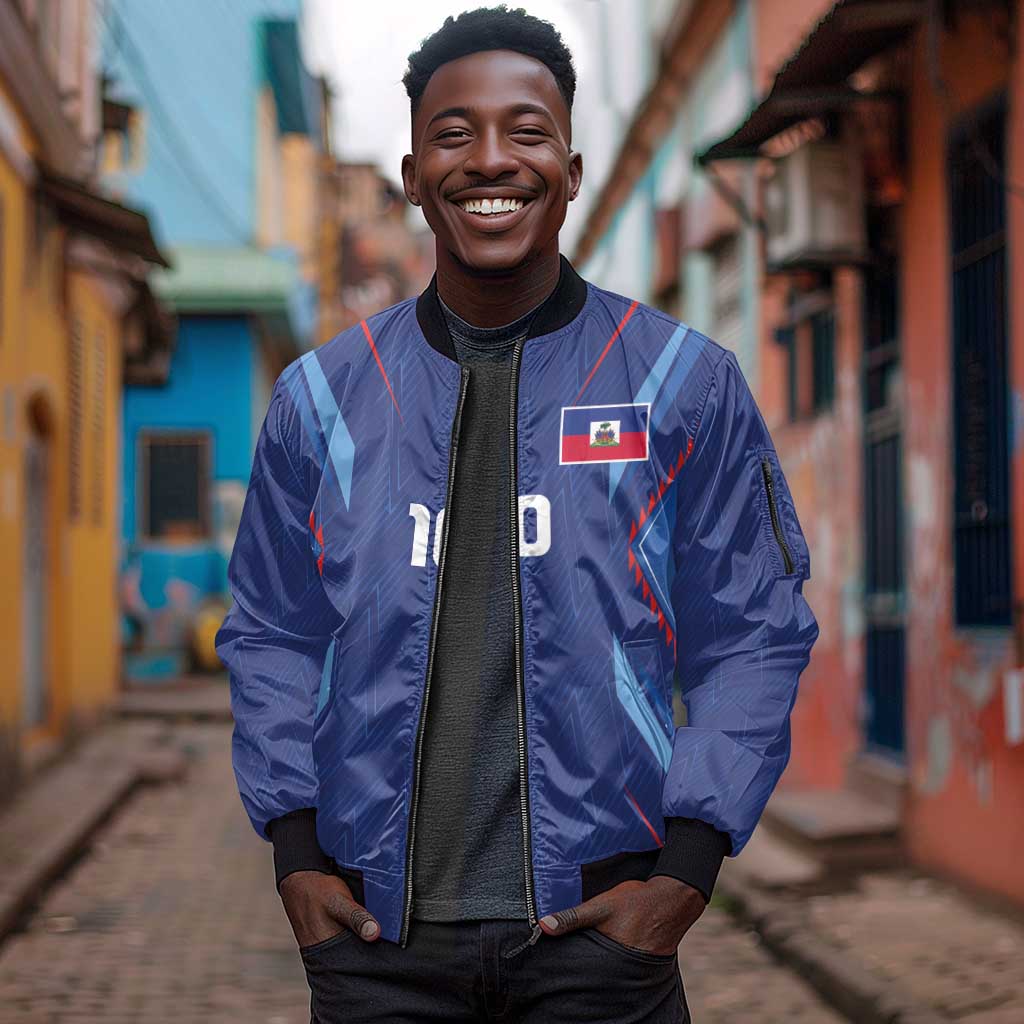 Custom Afro Haiti Football Sleeve Zip Bomber Jacket Sporty Style - African Pride