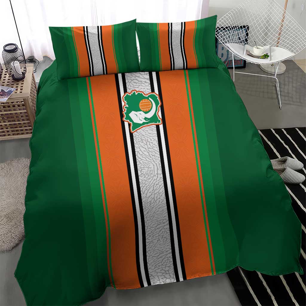 Côte d'Ivoire National Football Bedding Set Les Elephants-Sporty Stripes - African Pride