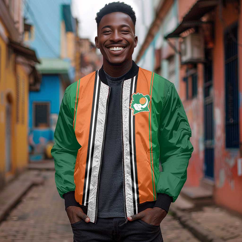 Custom Côte d'Ivoire National Football Bomber Jacket Les Elephants-Sporty Stripes - African Pride