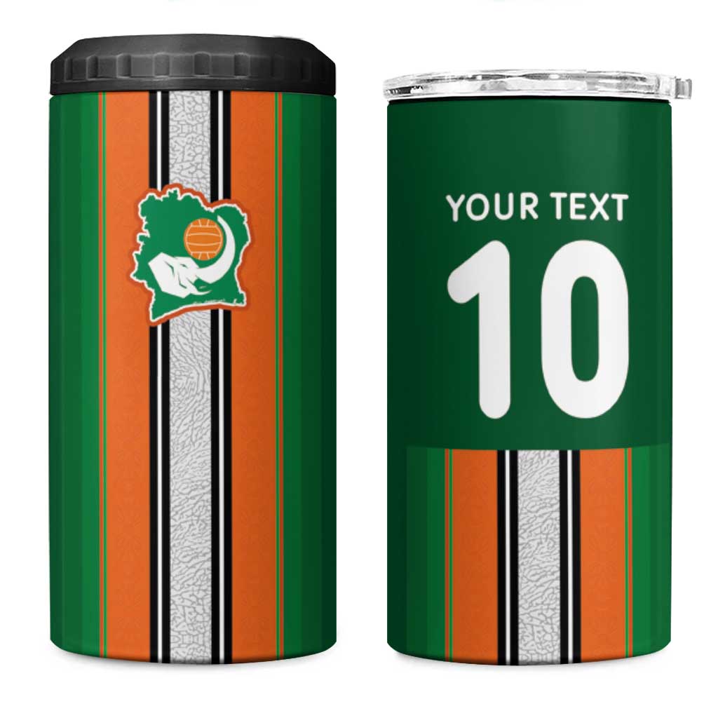 Custom Côte d'Ivoire National Football 4 in 1 Can Cooler Tumbler Les Elephants-Sporty Stripes - African Pride