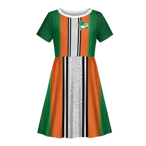 Custom Côte d'Ivoire National Football Kid Short Sleeve Dress Les Elephants-Sporty Stripes LT03