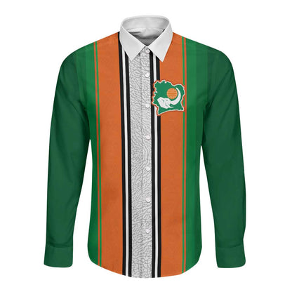Custom Côte d'Ivoire National Football Long Sleeve Button Shirt Les Elephants-Sporty Stripes - African Pride