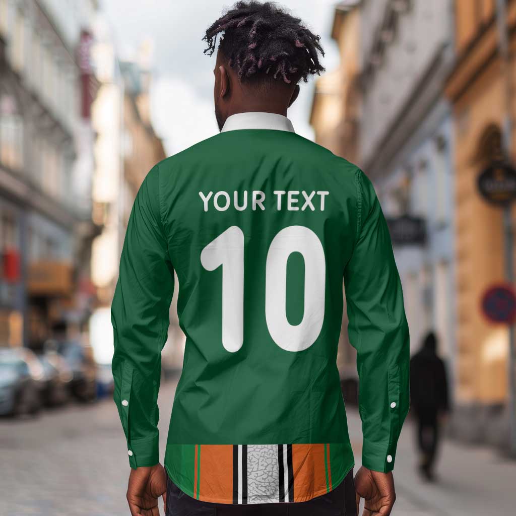 Custom Côte d'Ivoire National Football Long Sleeve Button Shirt Les Elephants-Sporty Stripes - African Pride