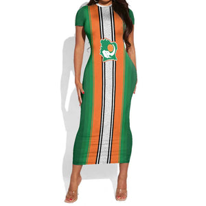 Custom Côte d'Ivoire National Football Short Sleeve Bodycon Dress Les Elephants-Sporty Stripes LT03