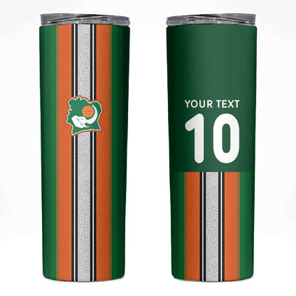 Custom Côte d'Ivoire National Football Skinny Tumbler Les Elephants-Sporty Stripes - African Pride