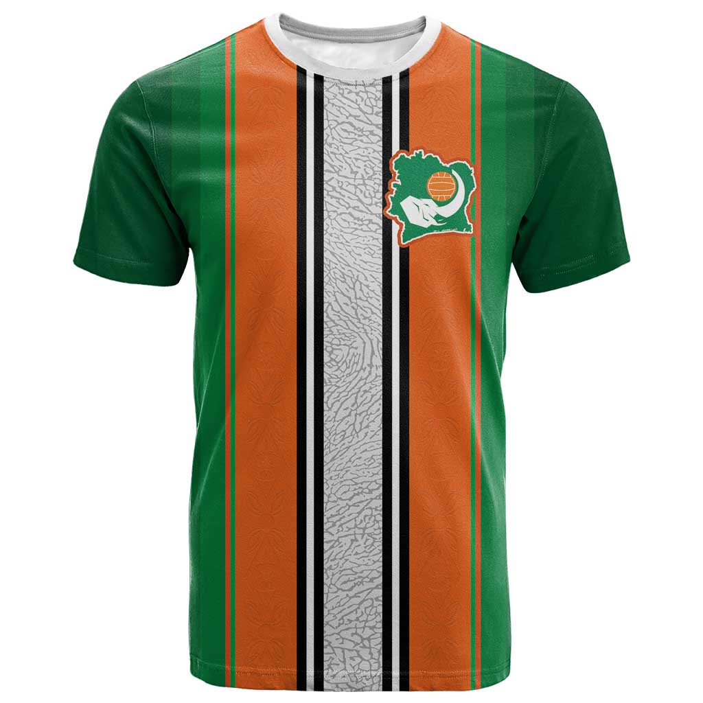 Custom Côte d'Ivoire National Football T shirt Les Elephants-Sporty Stripes LT03