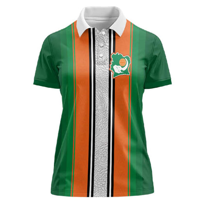 Custom Côte d'Ivoire National Football Women Polo Shirt Les Elephants-Sporty Stripes LT03