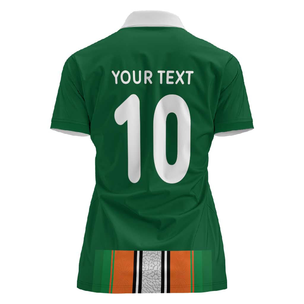 Custom Côte d'Ivoire National Football Women Polo Shirt Les Elephants-Sporty Stripes LT03