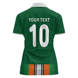 Custom Côte d'Ivoire National Football Women Polo Shirt Les Elephants-Sporty Stripes LT03