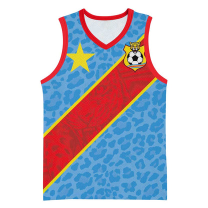Custom DR Congo National Football Basketball Jersey Leopards Go Glory - African Pride
