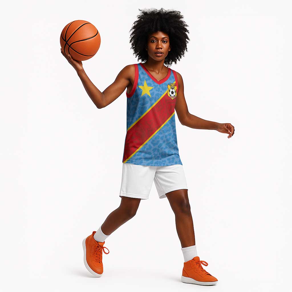 Custom DR Congo National Football Basketball Jersey Leopards Go Glory - African Pride