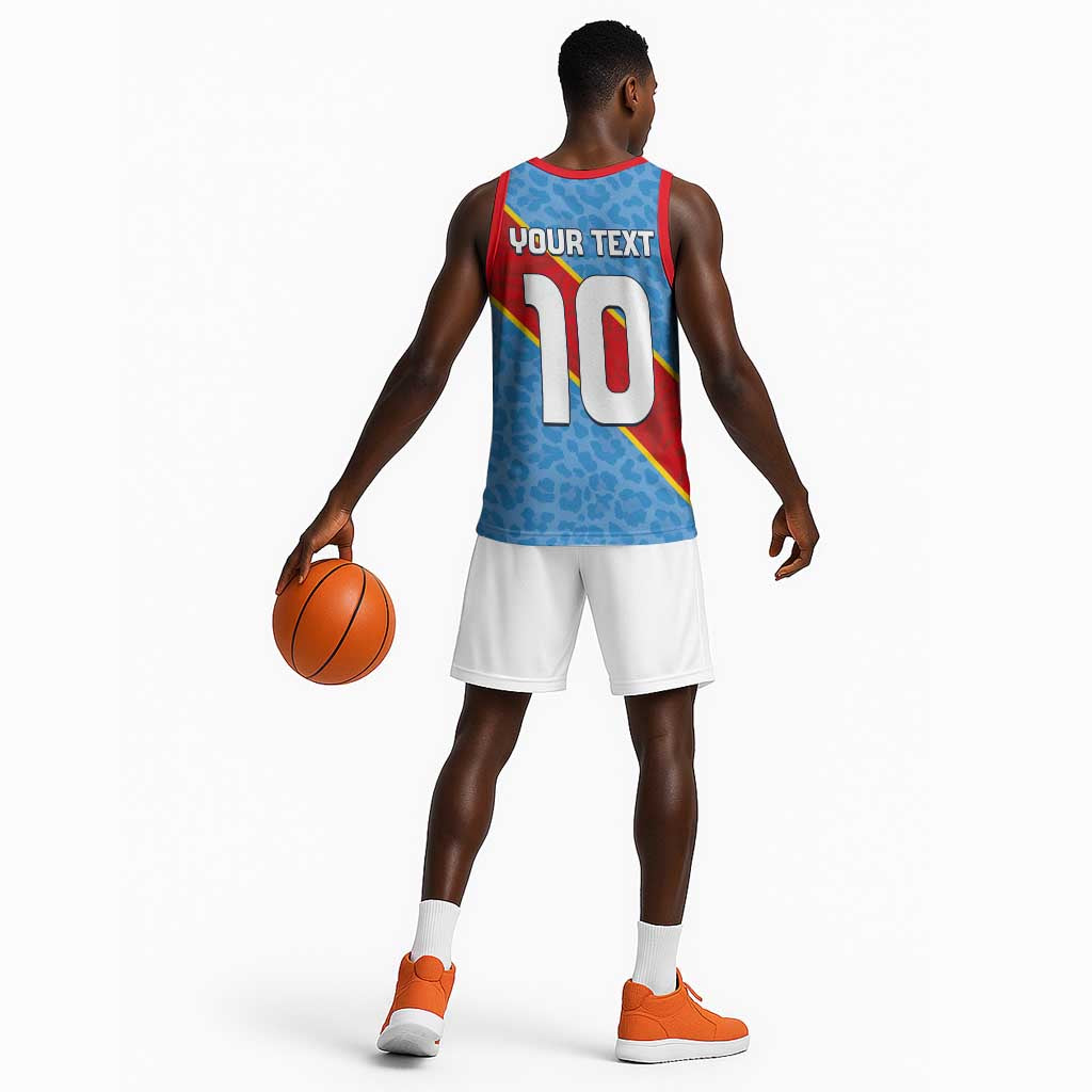 Custom DR Congo National Football Basketball Jersey Leopards Go Glory - African Pride