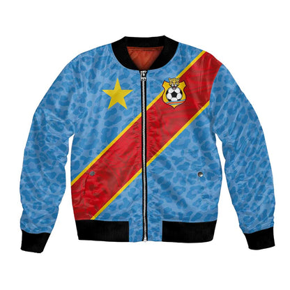 Custom DR Congo National Football Bomber Jacket Leopards Go Glory - African Pride